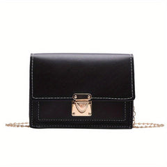 Mini Contrast Crossbody Bag Chain Shoulder Bag Faux Leather Square Purses
