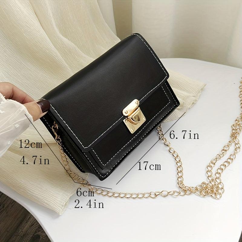 Mini Contrast Crossbody Bag Chain Shoulder Bag Faux Leather Square Purses