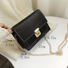 Mini Contrast Crossbody Bag Chain Shoulder Bag Faux Leather Square Purses