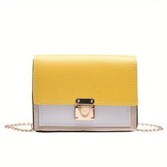 Mini Contrast Crossbody Bag Chain Shoulder Bag Faux Leather Square Purses