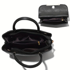 2Pcs Women's Satchel Handbag Set With Clutch Bag