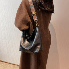 Geometric Strap Hobo Bag Large Capacity Crossbody Bag Women's Solid Shoulder Bag