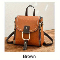 Vintage Flap Crossbody Bag Retro PU Shoulder Bag Women's Casual Handbag