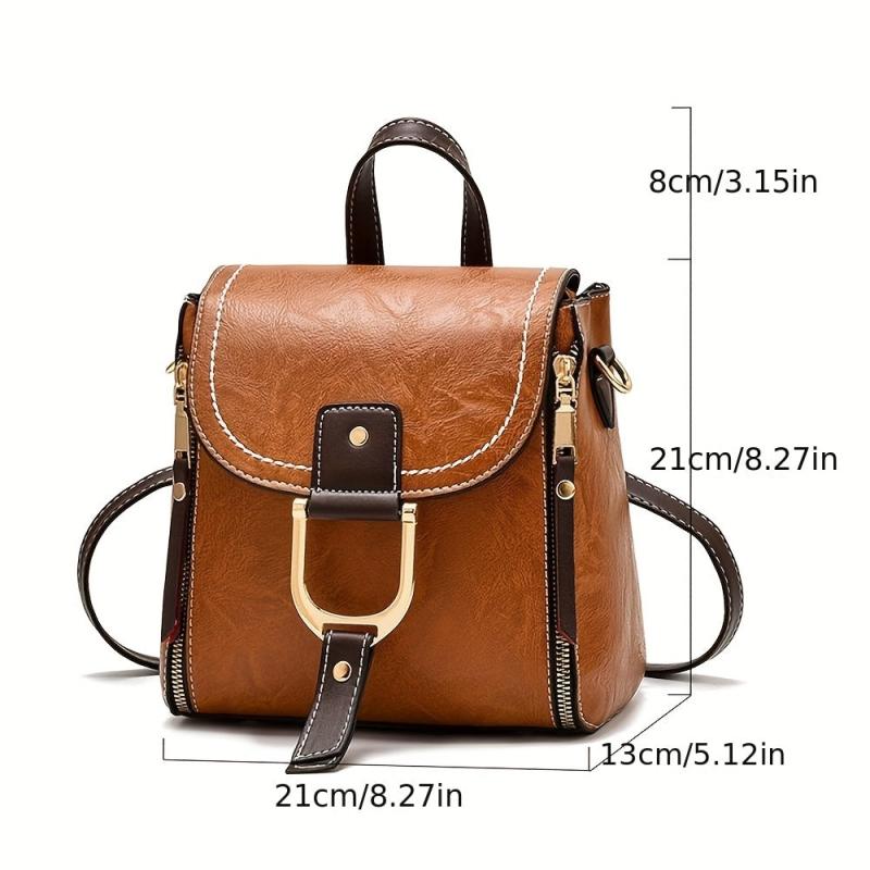 Vintage Flap Crossbody Bag Retro PU Shoulder Bag Women's Casual Handbag
