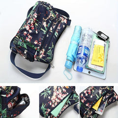 Flower Print Crossbody Bag Nylon Shoulder Bag Women's Handbag