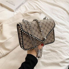 Geometric Pattern Crossbody Bag with Tassel Decor