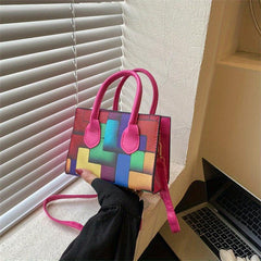 Colorblock Crossbody Bag Double Handle Satchel Purse