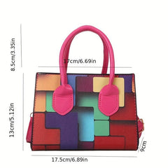 Colorblock Crossbody Bag Double Handle Satchel Purse