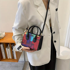 Colorblock Crossbody Bag Double Handle Satchel Purse
