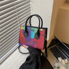 Colorblock Crossbody Bag Double Handle Satchel Purse