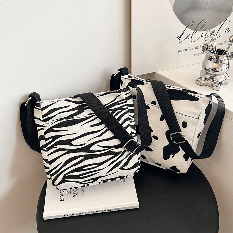 Animal Printed Canvas Tote Bag Lightweight Shoulder Bag