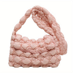 Lightweight Solid Ruched Bag Casual Quilted Handbag