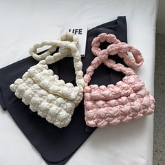 Lightweight Solid Ruched Bag Casual Quilted Handbag