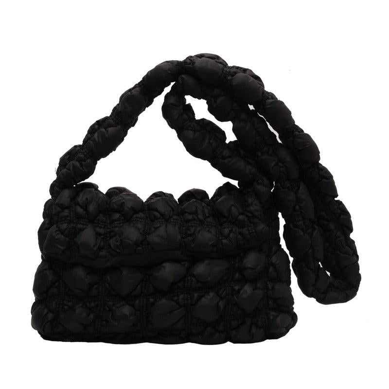 Lightweight Solid Ruched Bag Casual Quilted Handbag