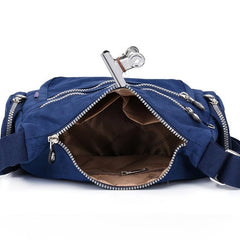 Nylon Crossbody Bag with Pockets and Zipper, Women's Shoulder Purse