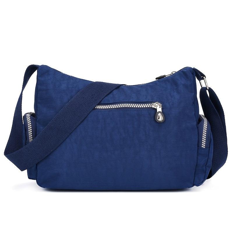Nylon Crossbody Bag with Pockets and Zipper, Women's Shoulder Purse