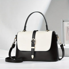 Contrast Crossbody Bag PU Leather Handbag Women's Top Handle Purses