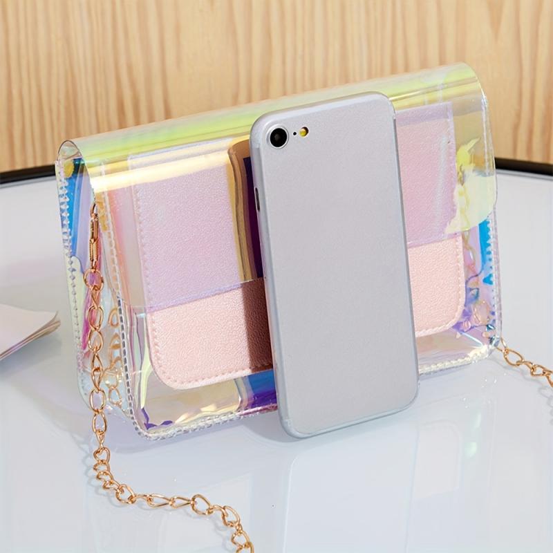 Pink Transparent Laser Crossbody Bag PVC Shoulder Bag