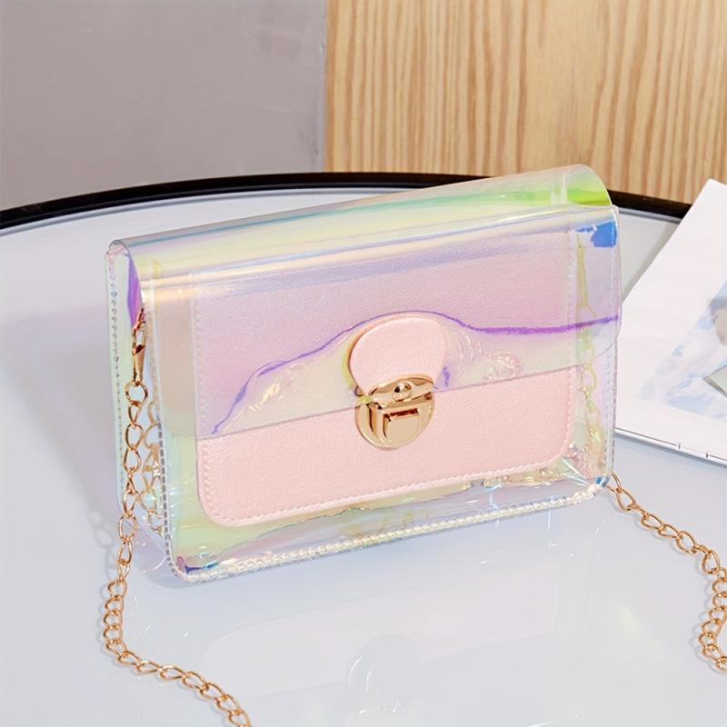 Pink Transparent Laser Crossbody Bag PVC Shoulder Bag