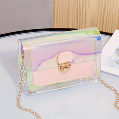 Pink Transparent Laser Crossbody Bag PVC Shoulder Bag