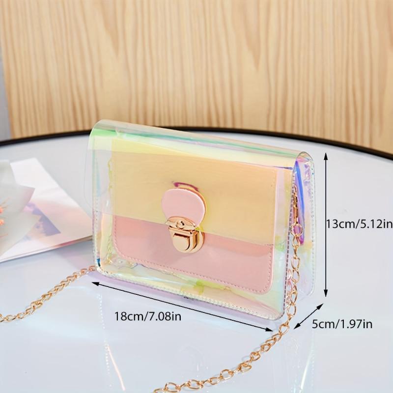 Pink Transparent Laser Crossbody Bag PVC Shoulder Bag