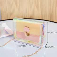 Pink Transparent Laser Crossbody Bag PVC Shoulder Bag