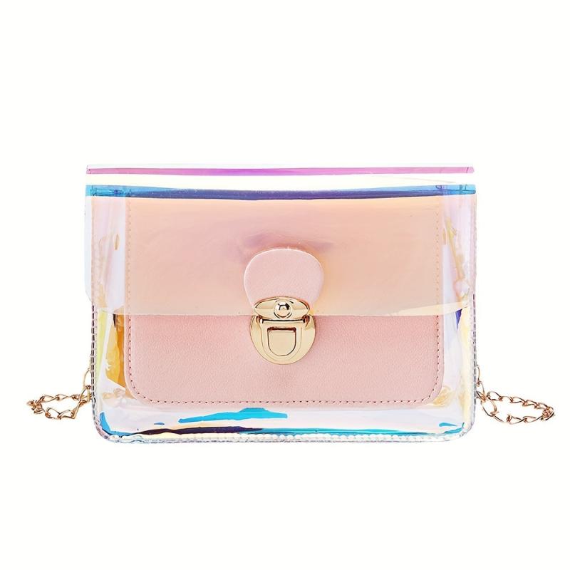 Pink Transparent Laser Crossbody Bag PVC Shoulder Bag