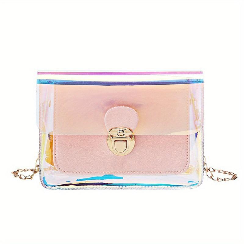 Pink Transparent Laser Crossbody Bag PVC Shoulder Bag