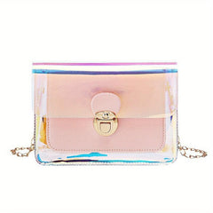 Pink Transparent Laser Crossbody Bag PVC Shoulder Bag