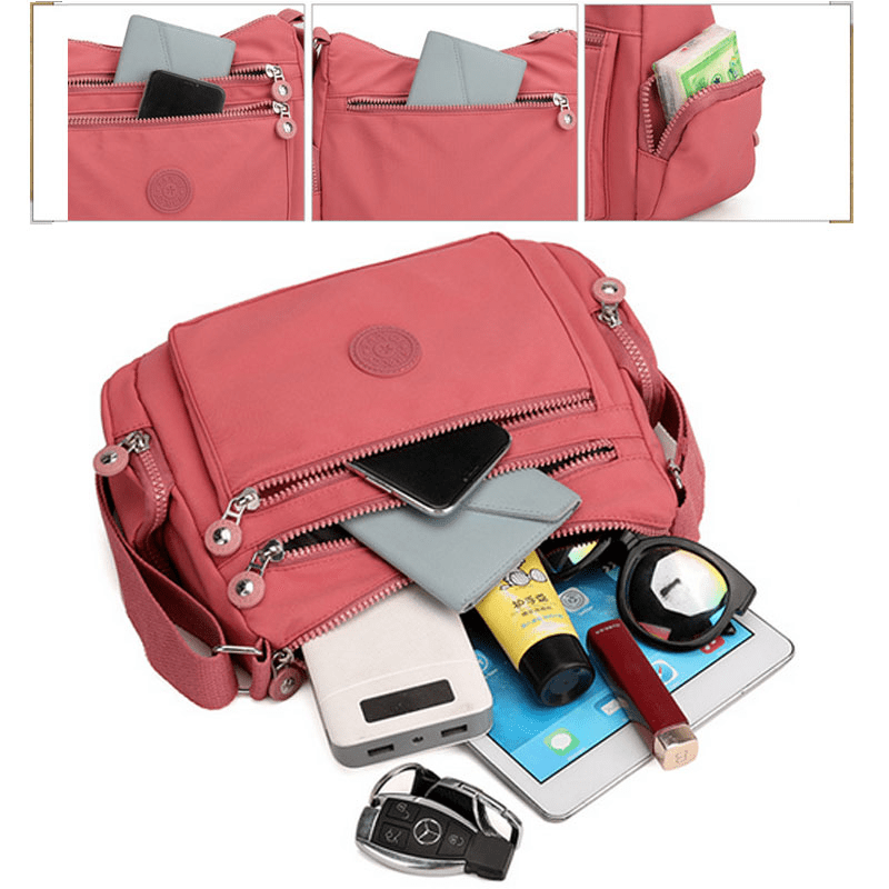 Solid Canvas Shoulder Bag Casual Messenger Bag With Zipper