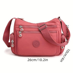 Solid Canvas Shoulder Bag Casual Messenger Bag With Zipper