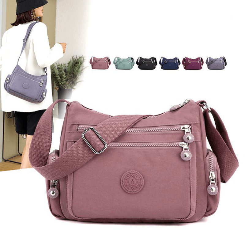 Solid Canvas Shoulder Bag Casual Messenger Bag With Zipper