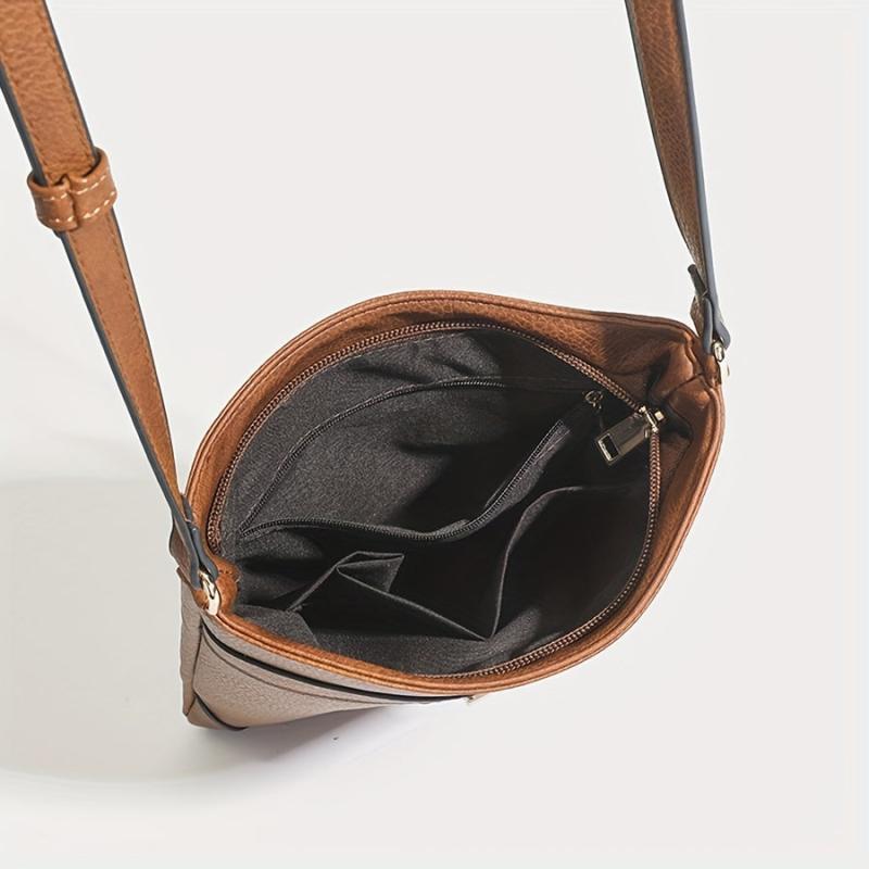 Vintage Square Crossbody Bag Solid Shoulder Bag Small Zipper Purse