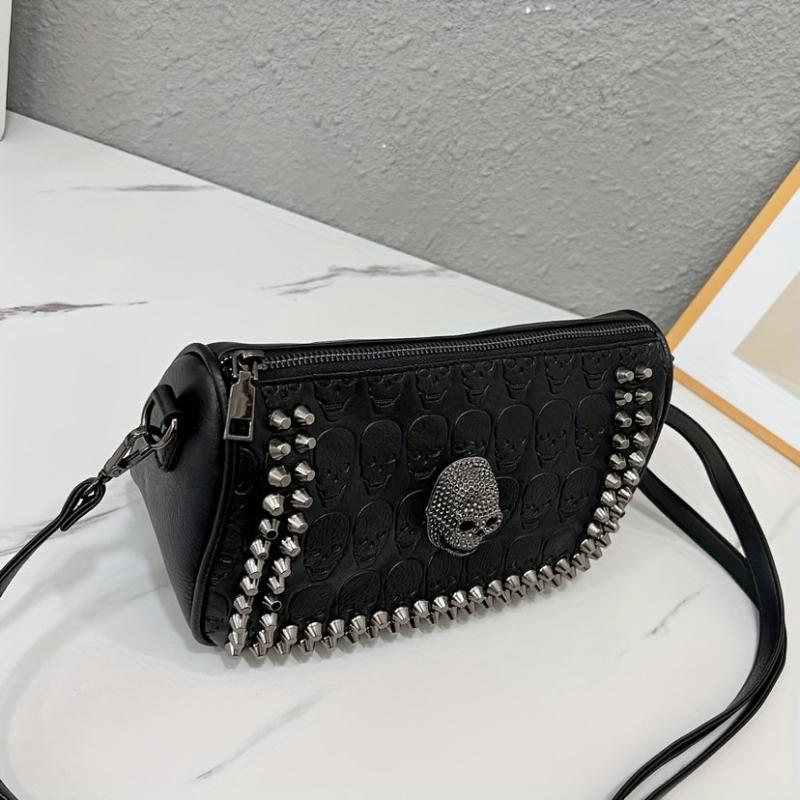 Gothic Studded Skull Bag Crossbody Halloween Shoulder Purse