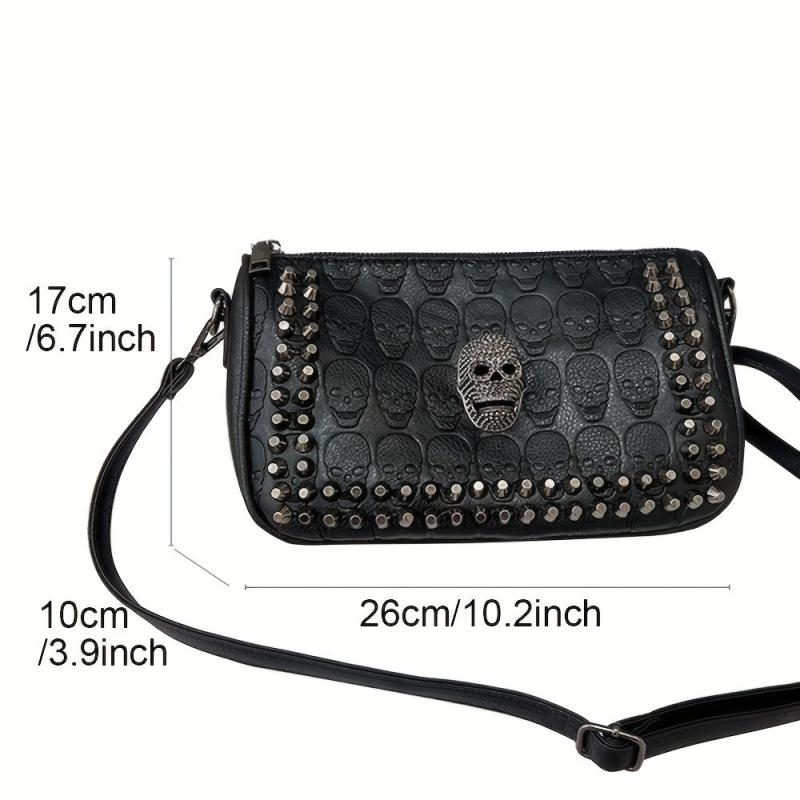 Gothic Studded Skull Bag Crossbody Halloween Shoulder Purse