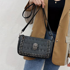 Gothic Studded Skull Bag Crossbody Halloween Shoulder Purse