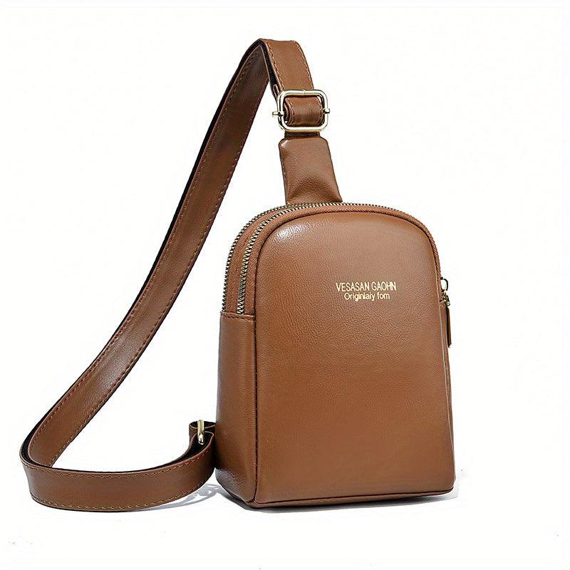 Mini Letter Graphic Sling Bag Casual PU Leather Chest Purse