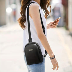 Mini Letter Graphic Sling Bag Casual PU Leather Chest Purse