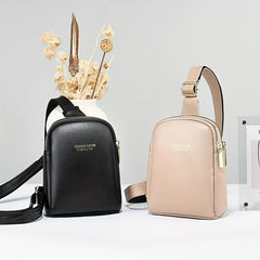 Mini Letter Graphic Sling Bag Casual PU Leather Chest Purse