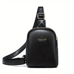 Mini Letter Graphic Sling Bag Casual PU Leather Chest Purse