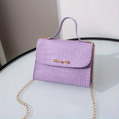 Crocodile Pattern Mini Chain Crossbody Bag Square Purse