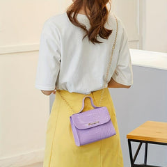 Crocodile Pattern Mini Chain Crossbody Bag Square Purse