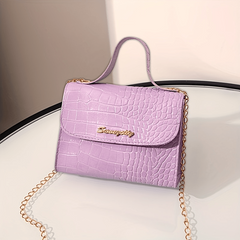 Crocodile Pattern Mini Chain Crossbody Bag Square Purse