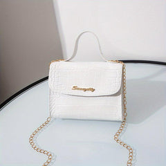 Crocodile Pattern Mini Chain Crossbody Bag Square Purse