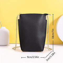 Mini Chain Crossbody Bag Solid Cell Phone Purse Vegan Leather Shoulder Bag