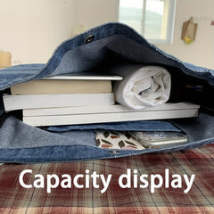 Large Capacity Denim Canvas Crossbody Bag Student Tote Bag