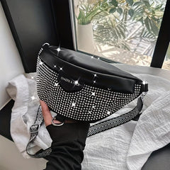 Rhinestone Fanny Pack Crossbody Bag Chest Bag Purse