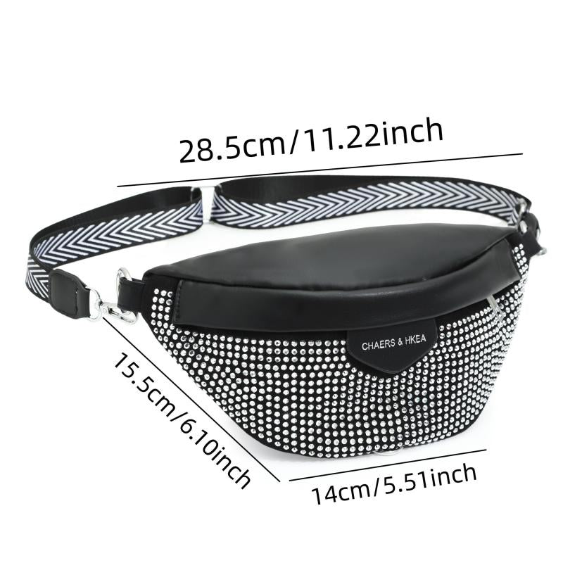 Rhinestone Fanny Pack Crossbody Bag Chest Bag Purse