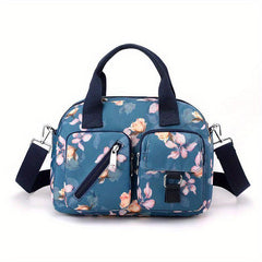 Floral Pattern Crossbody Bag Lightweight Nylon Pockets Purse