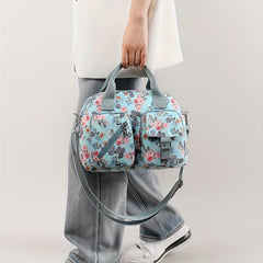 Floral Pattern Crossbody Bag Lightweight Nylon Pockets Purse
